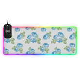 Chic Blue Rose Wireless Charging Mouse Pad for Mobile Phone Extra Large Gaming Mousepad with 13 Lighting Modes Mouse Mat for Gaming MacBook PC Laptop Desk Office Home